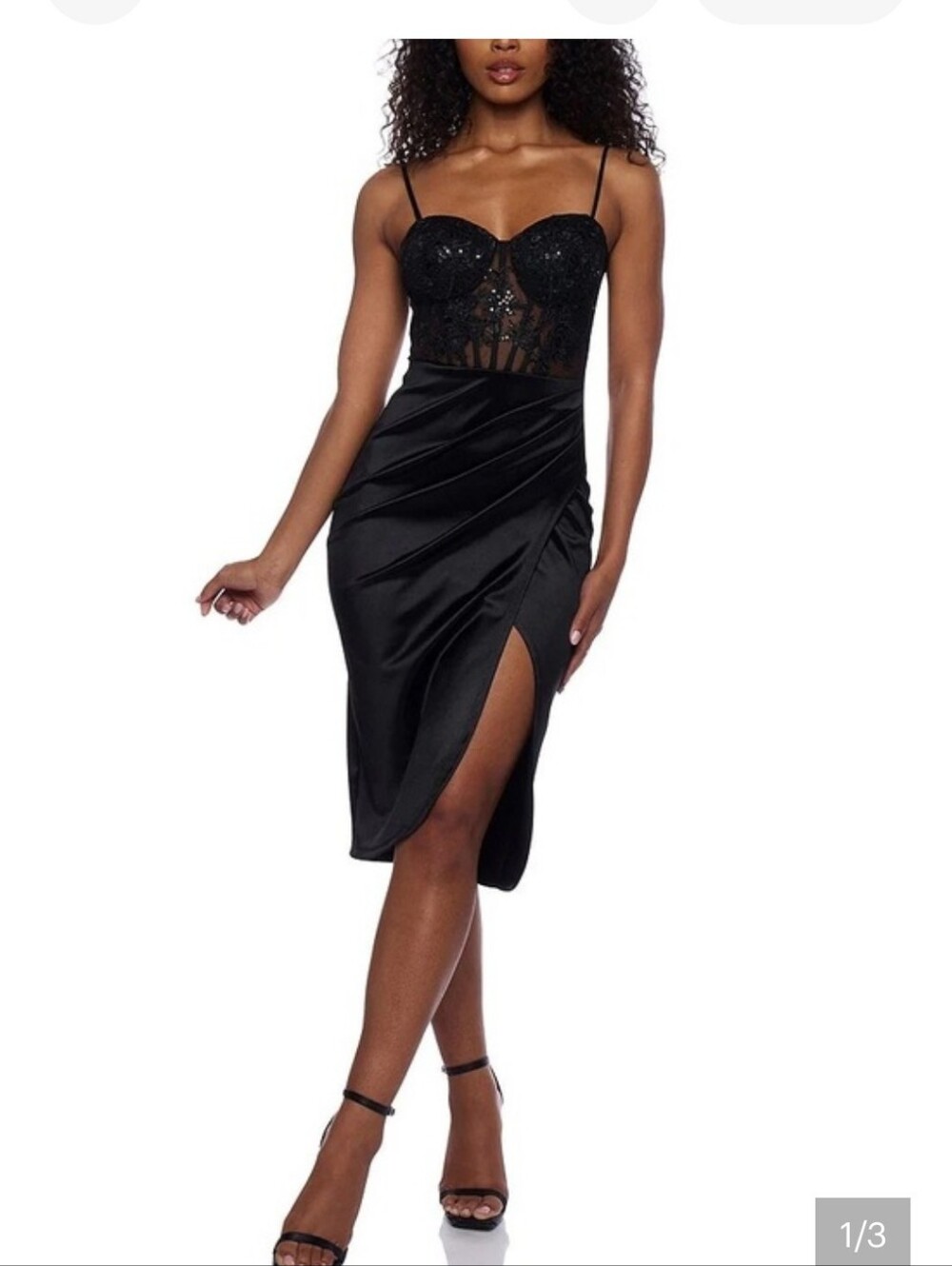 B. Darlin NWT Black Lace Sequin Corset Bodycon Midi Dress Size 7/8 Gothic Y2k